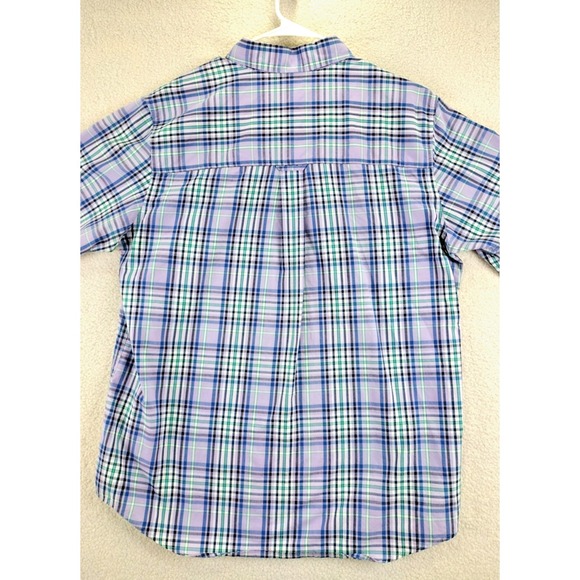 CHAPS Mens Plaid Short Sleeve Button Down Shirt Cotton Polyester Blend Size L - Picture 14 of 15